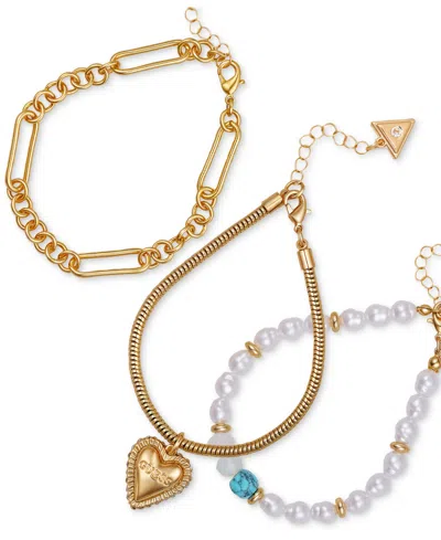 Guess Gold-tone Mixed Charm Bracelet Trio Set