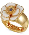 Guess Gold-tone Mixed Color Stone Flower Statement Ring In Gold