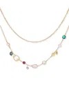 GUESS GOLD-TONE MIXED CRYSTAL & IMITATION PEARL LAYERED NECKLACE, 16" + 2" EXTENDER