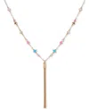 GUESS GOLD-TONE MULTICOLOR CRYSTAL & CHAIN TASSEL LARIAT NECKLACE, 26" + 2" EXTENDER