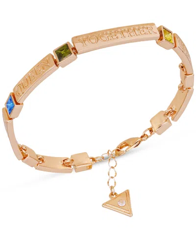 Guess Gold-tone Multicolor Stone Inspirational Bracelet