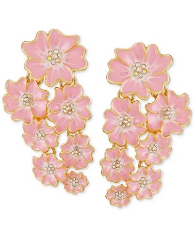 Guess Gold-tone Pave Color Flower Cluster Clip-on Statement Earrings