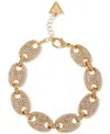 Guess Gold-tone Pave Link Statement Flex Bracelet In Gold,crystal