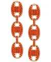 Guess Gold-tone Pave Link Triple Drop Statement Earrings In Gold,orange