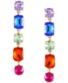 Guess Gold-tone Rainbow Mixed Crystal Linear Drop Earrings In Gold  Rainbow Stone Linear