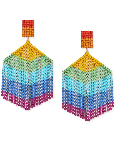 Guess Gold-tone Rainbow Pride Multicolor Stone Chandelier Earrings