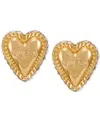 Guess Gold-tone Stud Heart Earrings In Gold