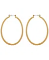 Guess Gold-tone Textured Large Hoop Earrings In Gold