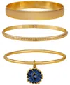 Guess Gold-tone Three-piece Bangle Bracelet Set In Gold