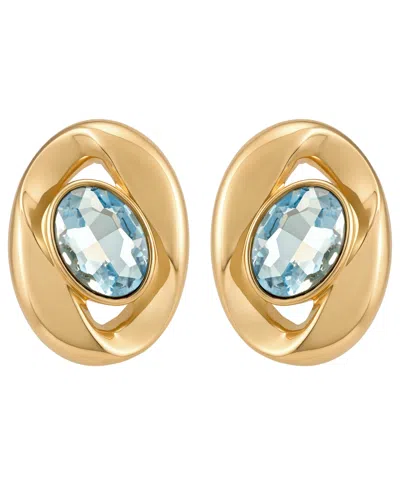 Guess Gold-tone Aqua Stone Stud Earrings