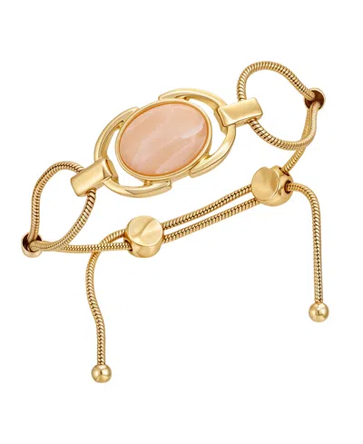 Guess Gold-tone Center Stone Accent Slider Bracelet In Red