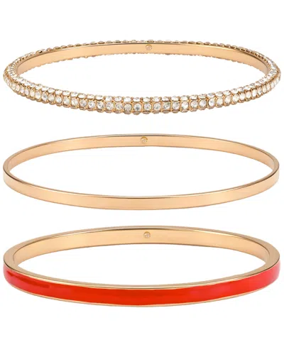 Guess Gold-tone Crystal Stone Bangle Bracelet, 3-piece Set