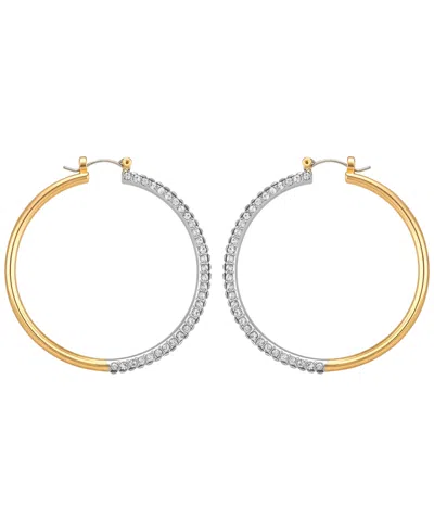 Guess Gold-tone Crystal Stone Hoop Earrings