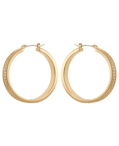 Guess Gold-tone Crystal Stone Hoop Earrings