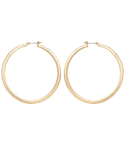 Guess Gold-tone Crystal Stone Hoop Earrings