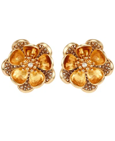 Guess Gold-tone Crystal Stone Oversized Stud Earrings
