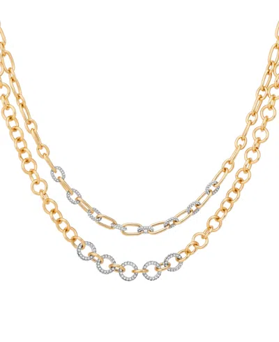 Guess Gold-tone Crystal Stone Toggle Necklace
