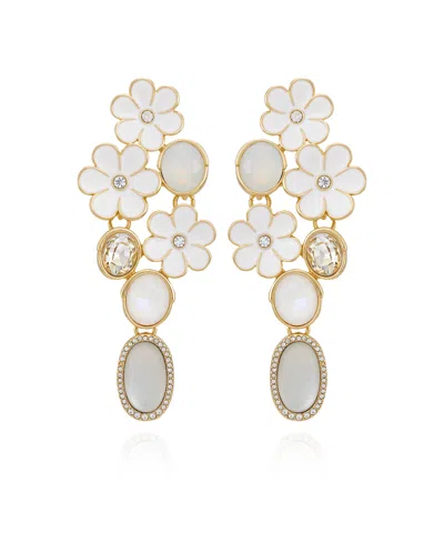 Guess Gold-tone Floral Linear Drop Earrings