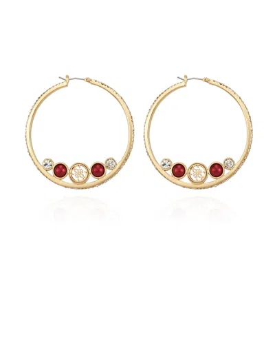 Guess Gold-tone Imitation Pearl & Crystal Hoop Earrings
