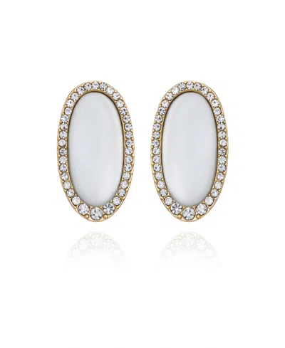 Guess Gold-tone Pink Cat Eye Large Stud Earrings