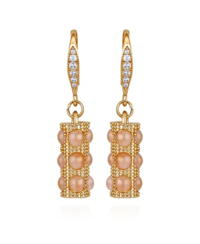 Guess Gold-tone Rose Stone Lever-back Drop Earrings