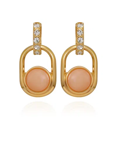 Guess Gold-tone Rose Stone Linear Drop Earrings In Purple