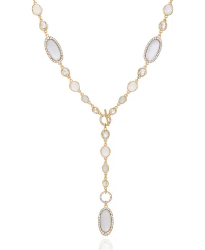 Guess Gold-tone Toggle Lariat Necklace In Pink