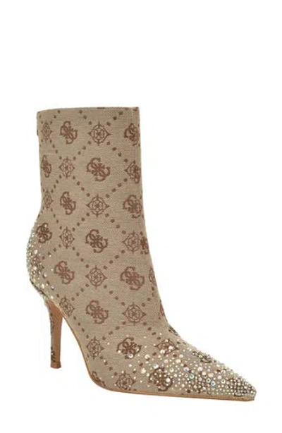 Guess Gomoray Rhinestone Bootie In Brown