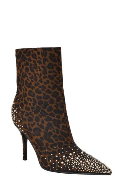 Guess Gomoroy Rhinestone Bootie In Brown
