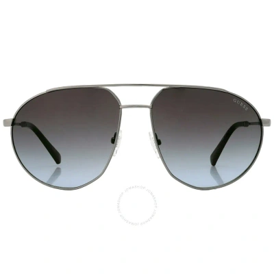 Guess Gradient Smoke Pilot Men's Sunglasses Gu00009 08b 60 In Gun Metal / Gunmetal