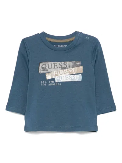 Guess Babies' Graphic-print T-shirt In Blue