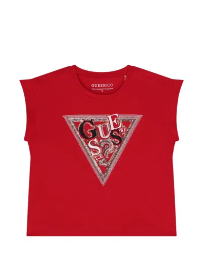 Guess Kids' Graphic-print T-shirt In Red