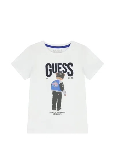 Guess Kids' Graphic-print T-shirt In White