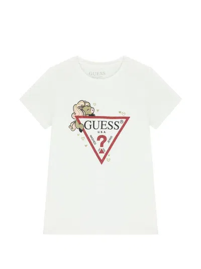 Guess Kids' Graphic-print T-shirt In White