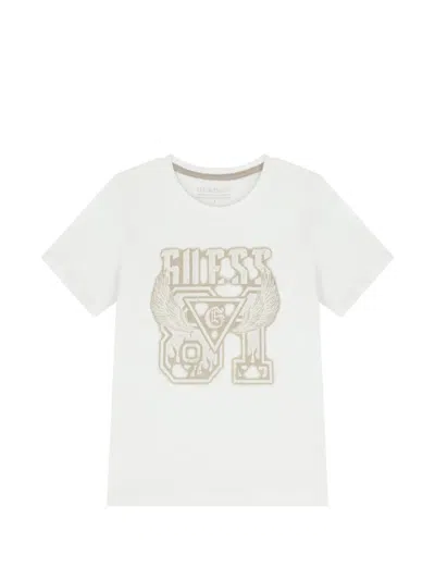 Guess Kids' Graphic-print T-shirt In White