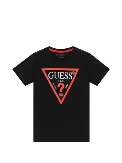 Guess Kids' Graphic T-shirt In Black