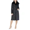 Guess Gray Polyester Coat In Black