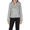Guess Nancy Moto Jacket With Removable Faux Fur Collar In Gray