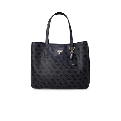 Guess Large Giully Black Tweed Tote Bag In Bke