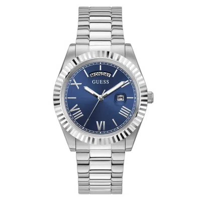 Guess Gray Stainless Steel Dress Watch In Brown