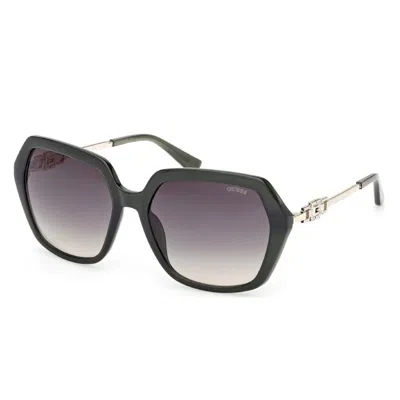 Guess Green Gradient Geometric Ladies Sunglasses Gu00267 96p 57 In Black