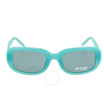 Guess Green Rectangular Ladies Sunglasses Gu8250 87n 54 In Green / Turquoise