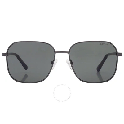 Guess Green Square Men's Sunglasses Gu00051 07n 57 In Dark / Green