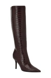 Guess Gressa Knee High Pointed Toe Boot In Red