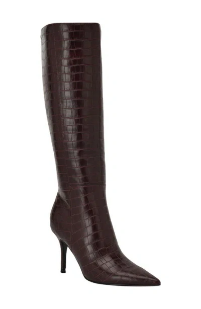 Guess Gressa Knee High Pointed Toe Boot In Red