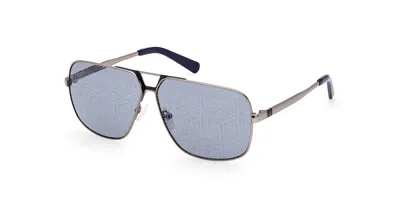 Guess Gu00070 09v Men's Sunglasses Gunmetal Size 61 In Silver
