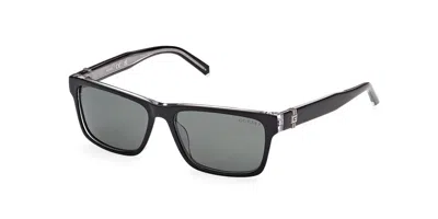 Guess Gu00074 Polarized 01r Men's Sunglasses Black Size 55 In Shiny Black