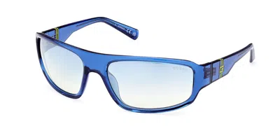 Guess Gu00080 90x Men's Sunglasses Blue Size 62