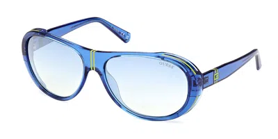 Guess Gu00081 90x Men's Sunglasses Blue Size 62