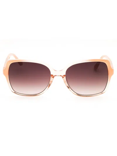 Guess Gu00100 Sunglasses In Ivory / Gradient Brown